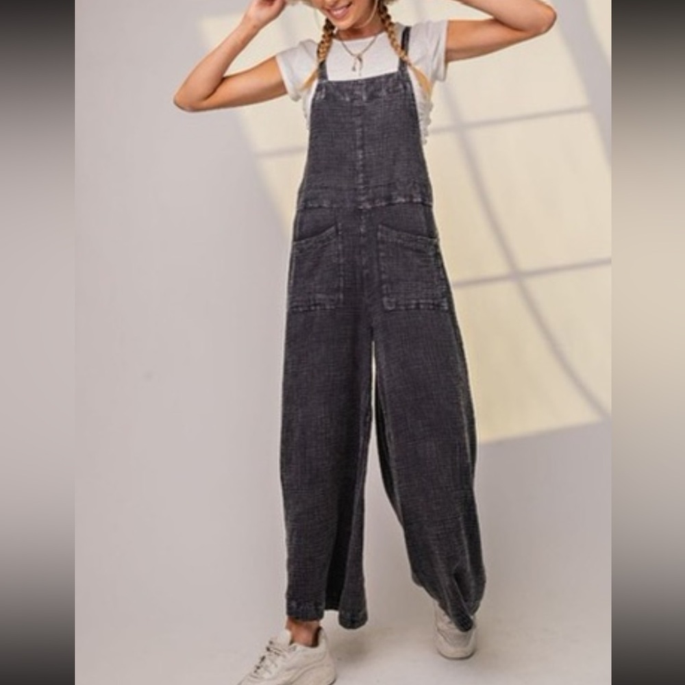 Faded black tie overall